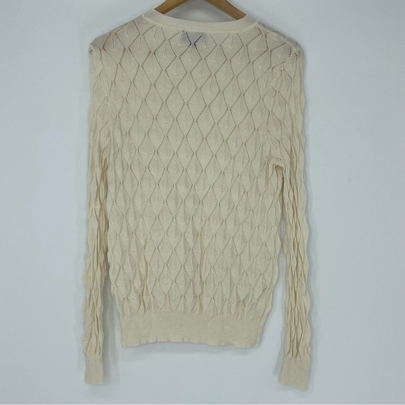 ModCloth Women Looking Lively Geometric Pattern Sweater Size S Ivory - Picture 9 of 13